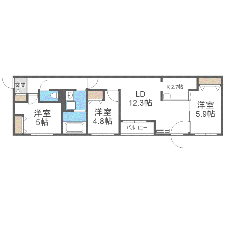 ETERNITY東札幌(3LDK/5階)の間取り写真