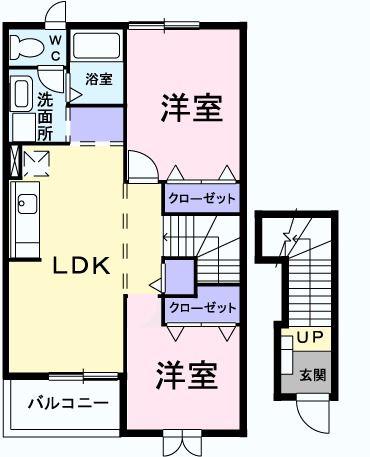 ヴィラ・アベニ-ルB(2LDK/2階)の間取り写真