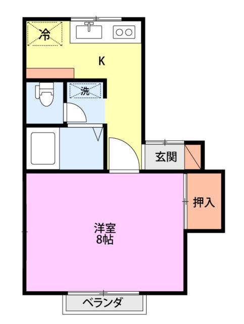 ジョイフルハイツ(1K/2階)の間取り写真