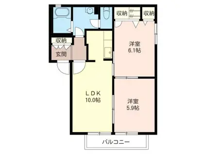 カーサ飯島 積水ハウスシャーメゾンP1台付(2LDK/2階)の間取り写真