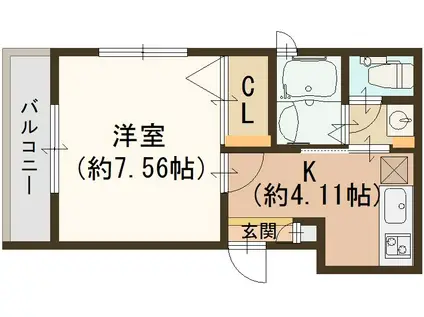 シャーメゾンKOGACHI(1K/3階)の間取り写真