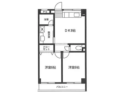 ラ・フォンターナ(2DK/2階)の間取り写真