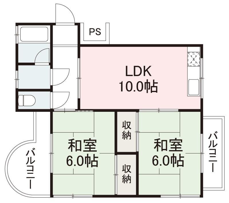 レジデンス栗林(2LDK/4階)の間取り写真