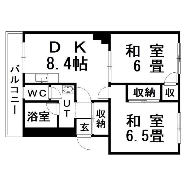 春採ハイツ(2DK/2階)の間取り写真