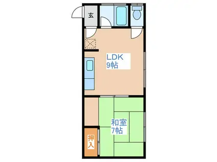 青木マンション(1LDK/2階)の間取り写真