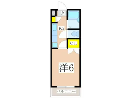 エントピア下荒田10(1K/4階)の間取り写真
