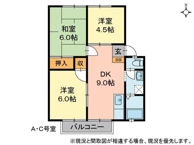 コーポアド(3DK/2階)の間取り写真