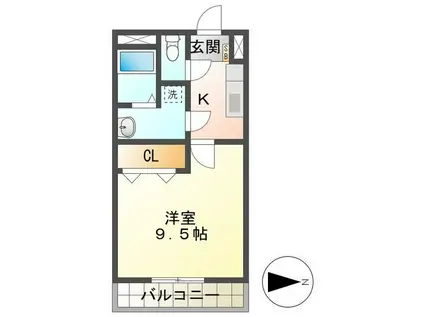 メゾンモンマルトル2(1K/1階)の間取り写真