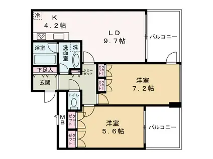 ザ・梅田タワー(2LDK/6階)の間取り写真