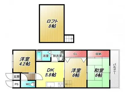 リフレ川西(3DK/3階)の間取り写真