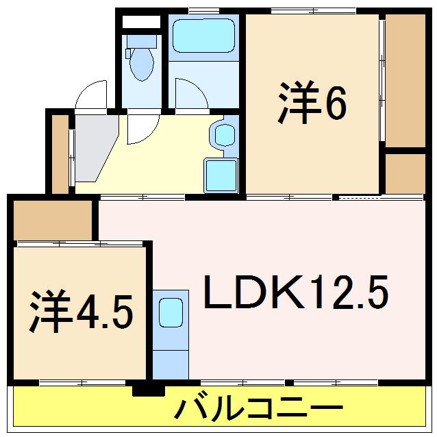 スカイクレスト与板I(2LDK/5階)の間取り写真