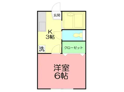 セゾンキタカド パートII(1K/1階)の間取り写真