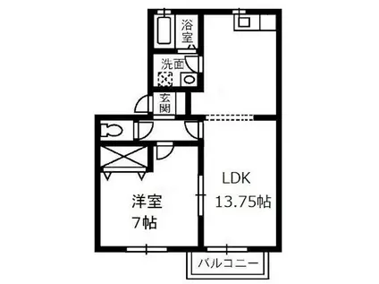 サニープレインA棟(1LDK/2階)の間取り写真
