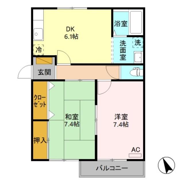 ロイヤルハウス(2DK/1階)の間取り写真