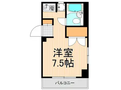 シュガービル(1K/4階)の間取り写真