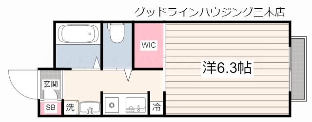 FLAT福井C棟(1K/1階)の間取り写真