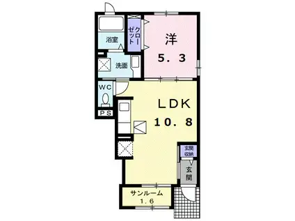 スマイル(1LDK/1階)の間取り写真