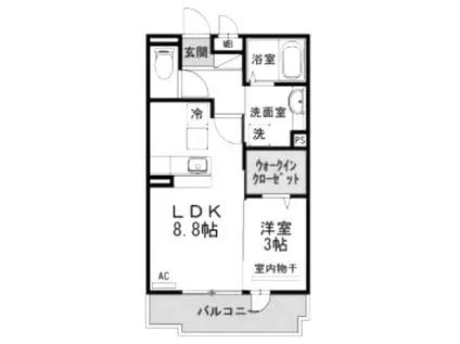 マジェスティヒル(1LDK/1階)の間取り写真
