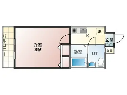 ドミール桜川(1K/4階)の間取り写真