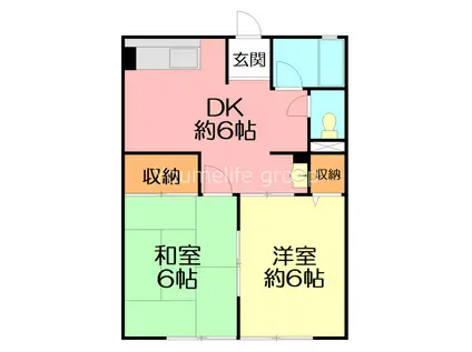 シティハイム アスナロ(2DK/1階)の間取り写真