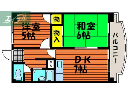 ふぁみーるらぽむ(2DK/2階)の間取り写真