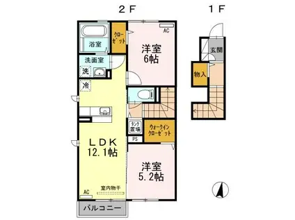 アネシス船見(2LDK/2階)の間取り写真