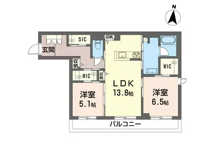 サンクチュアリ櫛引(2LDK/3階)の間取り写真