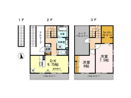 アトリオみなみだいら2(2DK/2階)の間取り写真