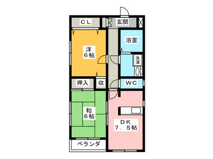 シャリエ彩恵(2DK/4階)の間取り写真