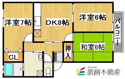 グレイスフルヤノ(3DK/2階)の間取り写真