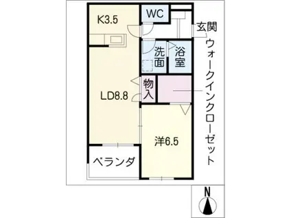 TROIS GLYCINE III(1LDK/2階)の間取り写真