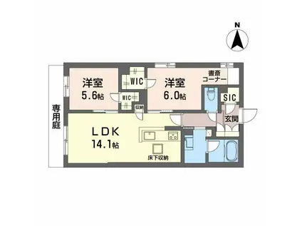 シャーメゾン エスポア ヒルズ(2LDK/2階)の間取り写真