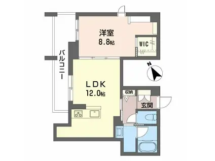 メゾンRUEBRILLER(1LDK/2階)の間取り写真