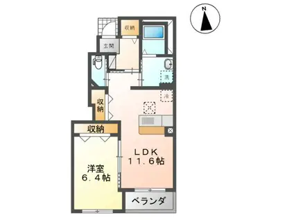 クレシアII(1LDK/1階)の間取り写真