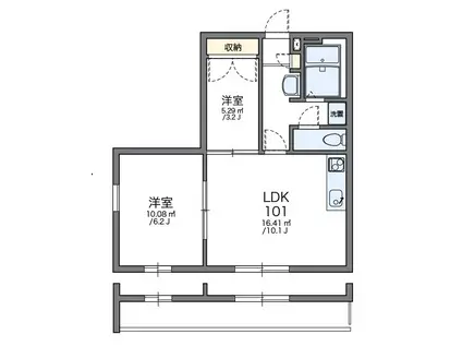 ラウムふじみ野(1SLDK/2階)の間取り写真