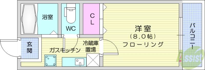 アヴァンセ富沢南五番館(1K/1階)の間取り写真