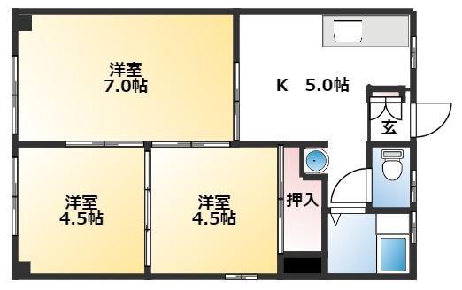 アビタシオン長野(3K/1階)の間取り写真