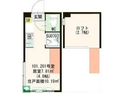 ハーモニーテラス中板橋III(ワンルーム/2階)の間取り写真