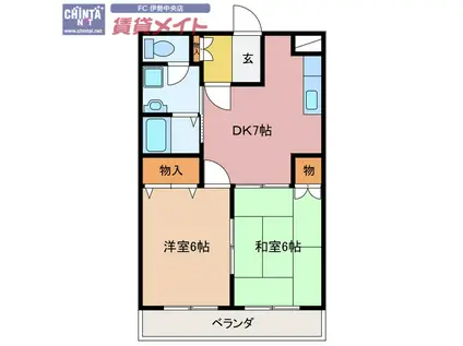 グランデ(2DK/3階)の間取り写真