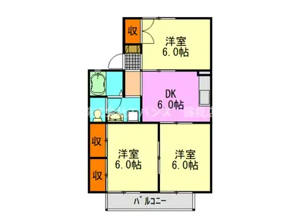 ファインヒルズI(3DK/2階)の間取り写真