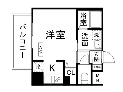 アスヴェル京都西京極(1K/4階)の間取り写真