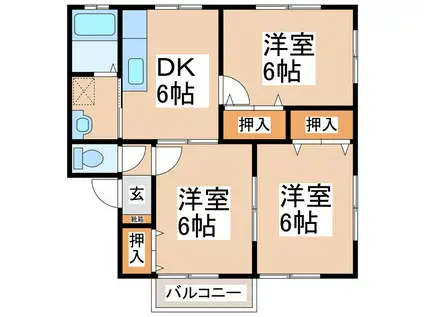 ルコーギ B(3DK/1階)の間取り写真