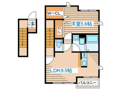 ローレルパティオ薬師堂(1LDK/2階)の間取り写真