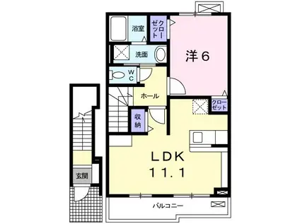 アンソレイエ飾磨 II番館(1LDK/2階)の間取り写真