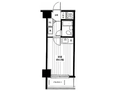 ダイアパレス・ステーションプラザお花茶屋(1K/8階)の間取り写真