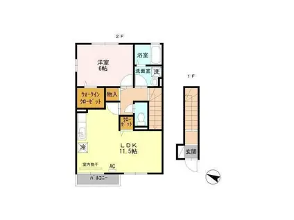 セジュール松本(1LDK/2階)の間取り写真