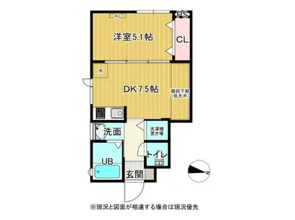 フィラーレ富の原D棟(1DK/1階)の間取り写真