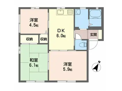 ディアス恩田A(3DK/1階)の間取り写真