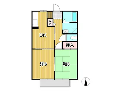 ベルドミールB(2DK/1階)の間取り写真