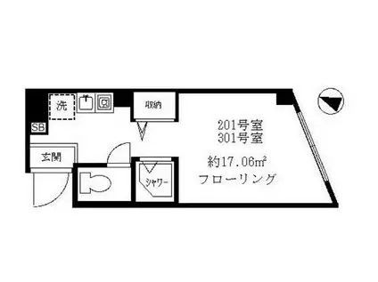 プレシャス方南町(ワンルーム/3階)の間取り写真